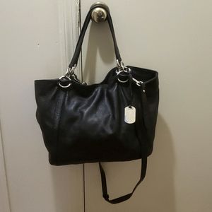 Furla black leather shoulder bag